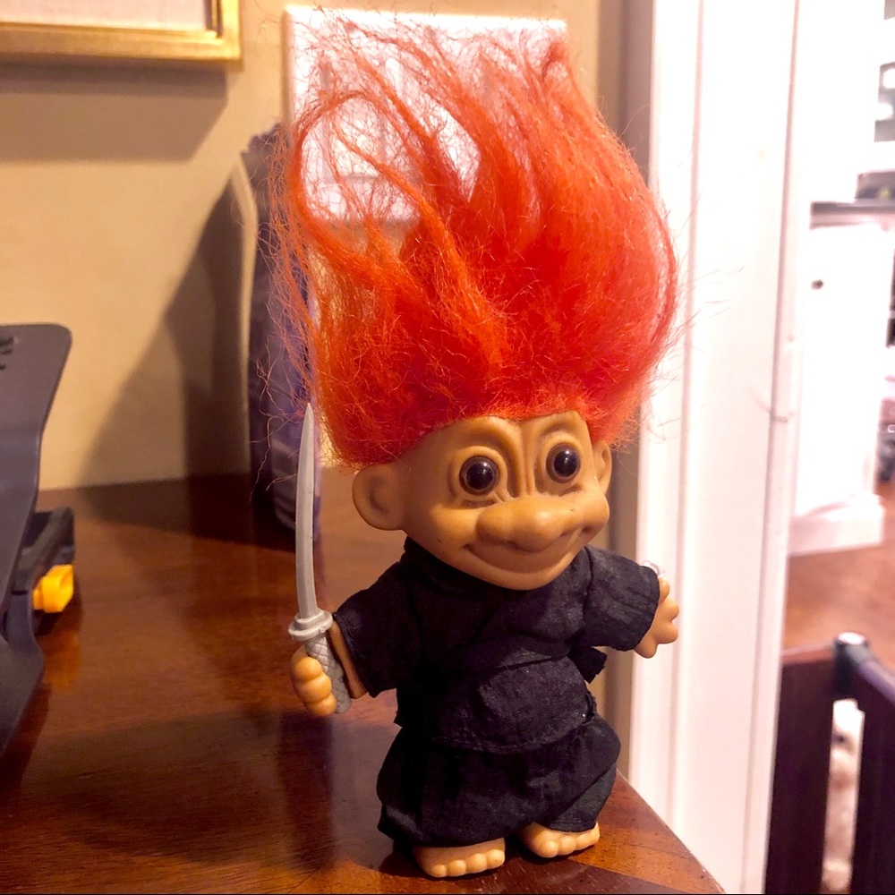 Vintage / Antique Orange Hair Ninja Troll Doll 🍊